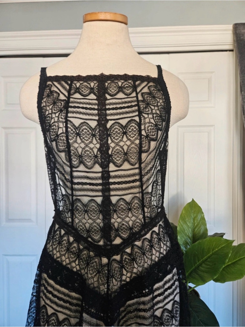 Free People Mitered Meadows Black Lace Maxi Dress - Picture 3 of 15